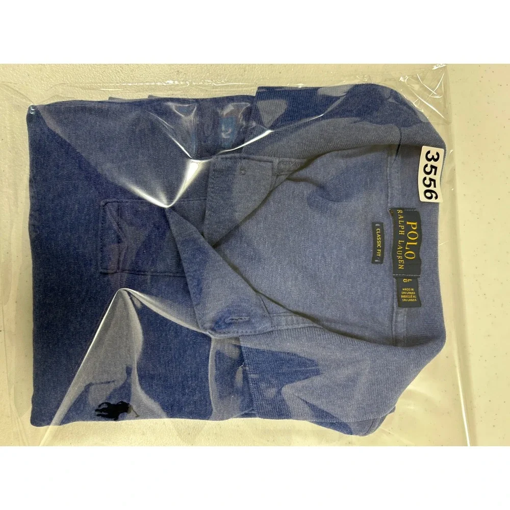 Polo Ralph Lauren Mens Classic Fit Blue Heather Short Sleeve Polo‎ Shirt Large